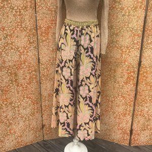70s Vintage Paisley Palazzo Pants XS/S Nylon Bells